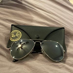 Authentic Ray Ban Silver Frame Aviator Sunglasses